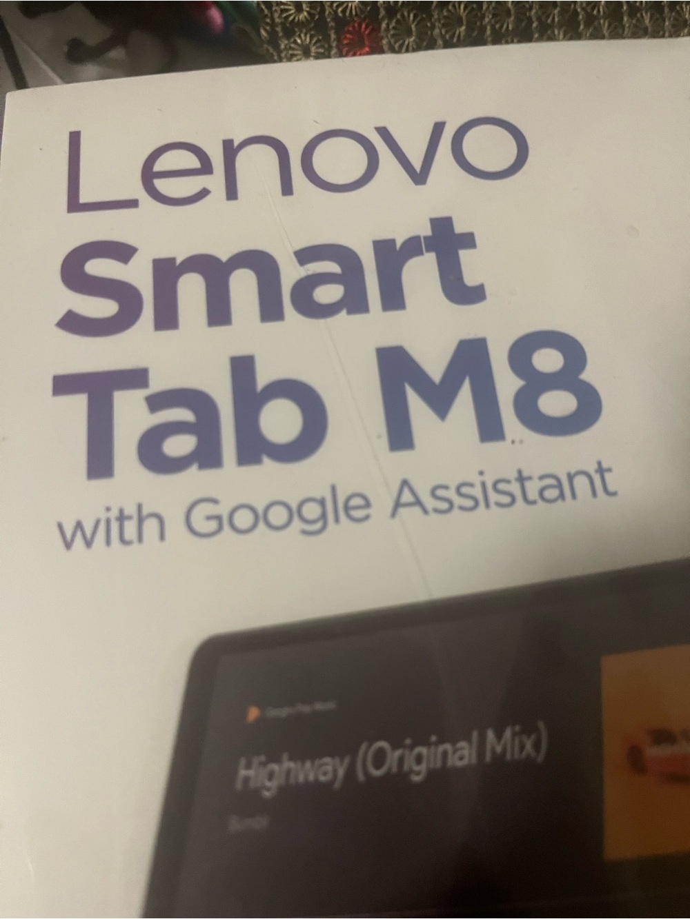 New Lenovo Smart Tab M8 White Box with Purple Text